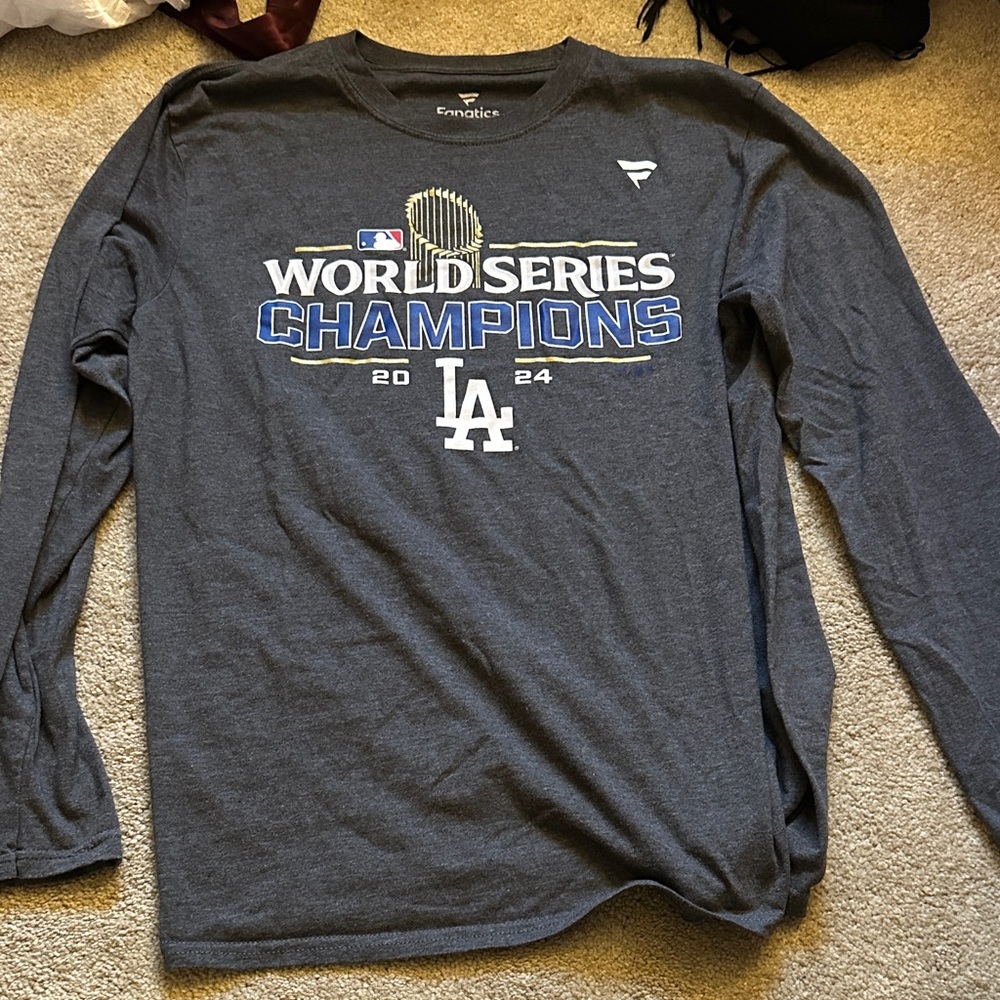 Fanatics Gray World Series Champions Long Sleeve Shirt Dodgers